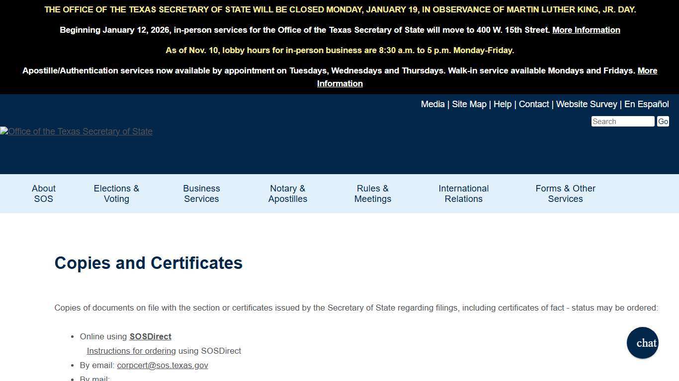 Copies and Certificates